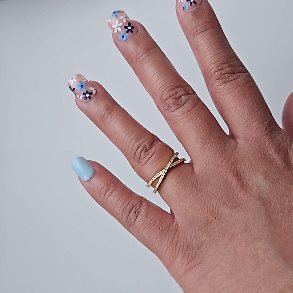 X Band Moissanite Ring, 18k Yellow Gold Plating